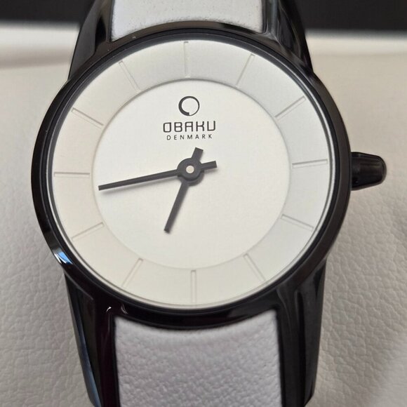 Obaku Denmark Women's Watch White Leather Minimalist Quartz Analog black/white - Picture 1 of 11